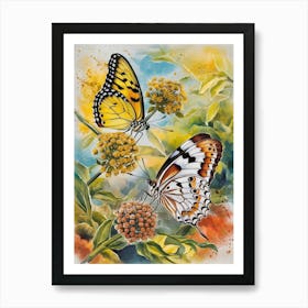 Butterfly On A Flower Art Print