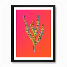 Neon Tortoise Berry Botanical in Hot Pink and Electric Blue n.0129 Art Print