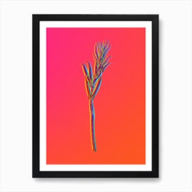 Neon Siberian Solomon's Seal Botanical in Hot Pink and Electric Blue n.0584 Art Print