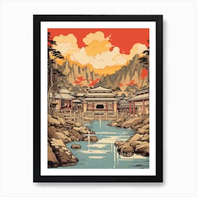 Kusatsu Onsen, Japan Vintage Travel Art 3 Art Print