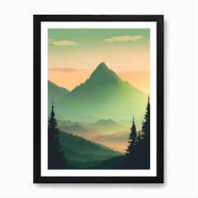 Misty Mountains Vertical Composition In Green Tone 22 Art Print