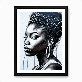 Graffiti Mural Of Beautiful Black Woman 95 Art Print