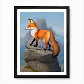 Fox On Rock Art Print