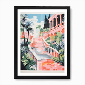 Villa Deste Gardens Abstract Riso Style 2 Poster