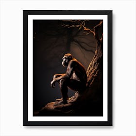Thinker Monkey Silhouette Photography 3 Art Print