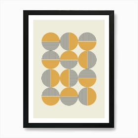 Mid-century Modern Circle Pattern Abstract Modern Gold Art Print