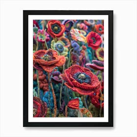 Field Of Poppies Knitted In Crochet 1 Art Print