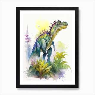 Inspirational Dinosaur Watercolor Art Prints Set of 6 (8”X10