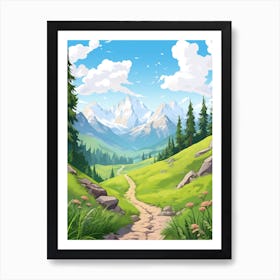 Tour De Mont Blanc France 4 Hike Illustration Art Print