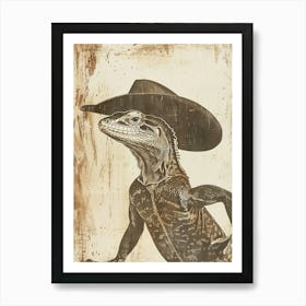 Cowboy Lizard Block Print Art Print