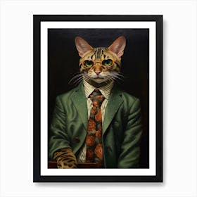 Gangster Cat Bengal Cat Art Print