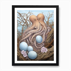 Octopus Building A Nest Illustration 1 Art Print