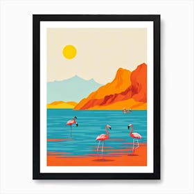 Flamingo Bay Aruba Midcentury Art Print