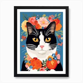 Japanese Bobtail Cat With A Flower Crown Painting Matisse Style 1 Art Print