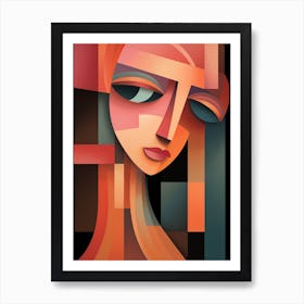 Cubist Abstract Geometric Lady Illustration 10 Art Print
