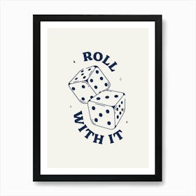 Dice Roll With It Navy Art Print