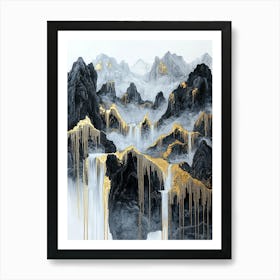 Alps Golden Peaks - Textured Modernism Art Print