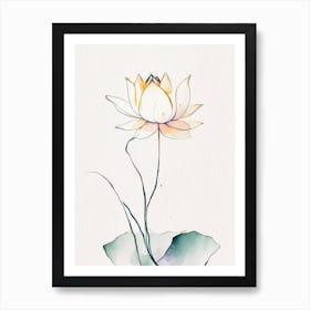 Double Lotus Minimal Watercolour 1 Art Print