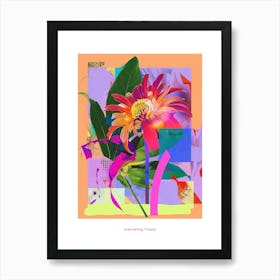 Everlasting Flower 3 Neon Flower Collage Poster Art Print