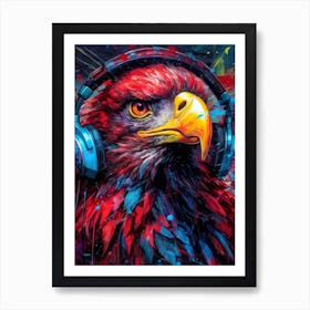 Eagle With Headphones animal Art Print
