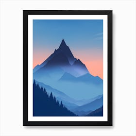 Misty Mountains Vertical Composition In Blue Tone 13 Art Print