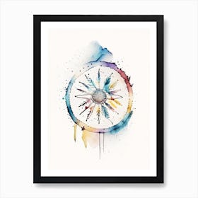 Native American Medicine Wheel Symbol Minimal Watercolour Art Print