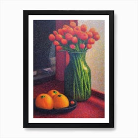 Sweet Pea 4 Pointillism Style Art Print