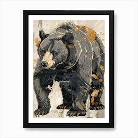 Black Bear Precisionist Illustration 2 Art Print