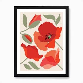 Orange Poppy Floral Flowers Art Print