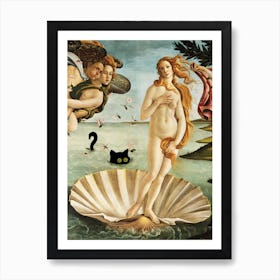 Black Cat Sandro Botticelli S The Birth Of Venus Art Print
