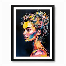 Girl With Colorful Hair 8 Art Print