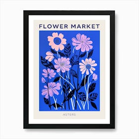 Blue Flower Market Poster Asters 7 Art Print