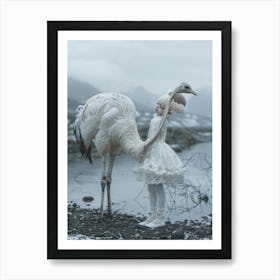 Girl And An Ostrich Art Print