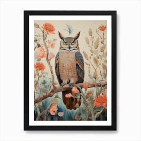 Great Horned Owl 2 Detailed Bird Painting Poster