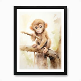 Monkey Painting Painting Watercolour 2 Art Print