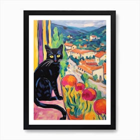 Painting Of A Cat In Chianti Italy 3 Art Print