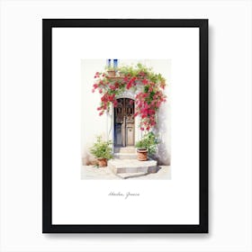 Rhodes, Greece   Mediterranean Doors Watercolour Painting 3 Poster Art Print