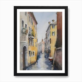 Acquerello paesaggio urbano italiano, con grandi contrasti di colori caldi e freddi Art Print