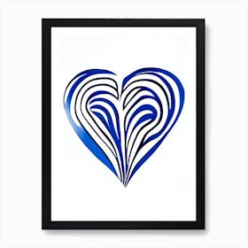 Joyful Heart 1 Symbol Blue And White Line Drawing Art Print