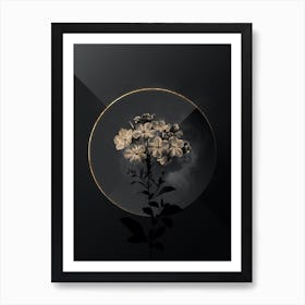 Shadowy Vintage Plumbago Caerulea Botanical in Black and Gold Art Print