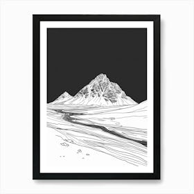 Stob Binnein Mountain Line Drawing 5 Art Print