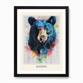 Black Bear Colourful Watercolour 2 Poster Art Print