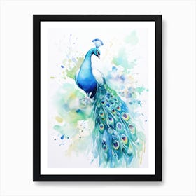 Peacock Watercolor Painting 2 Art Print