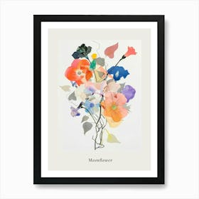 Moonflower 2 Collage Flower Bouquet Poster Art Print