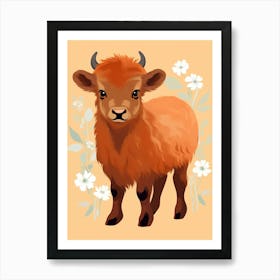 Baby Animal Illustration  Bison 5 Art Print