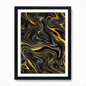 Abstract Black And Gold Swirls Art Print