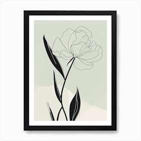 Gladioli Line Art Flowers Illustration Neutral 1 Art Print