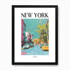 Queens New York Colourful Silkscreen Illustration 4 Poster Art Print