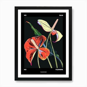 No Rain No Flowers Poster Flamingo Flower 1 Art Print
