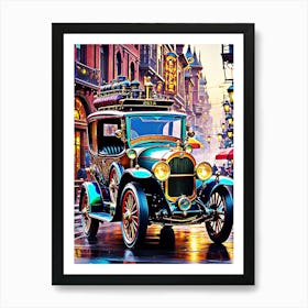 Antique Car On The Street Art Print